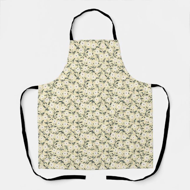 Butter Yellow Cream Modern Farmhouse Daisy Pattern Schürze (Vorderseite)