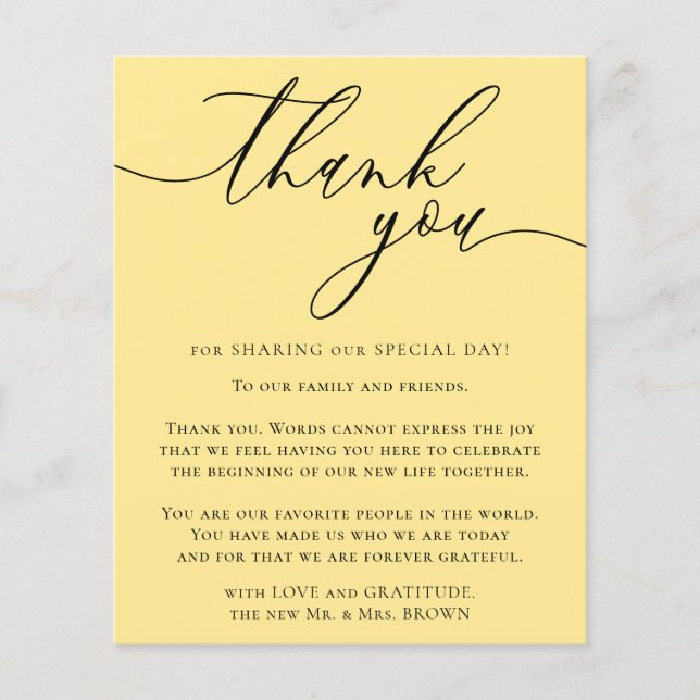 Butter Yellow Custom Foto Budget Danke Flyer (Vorne)