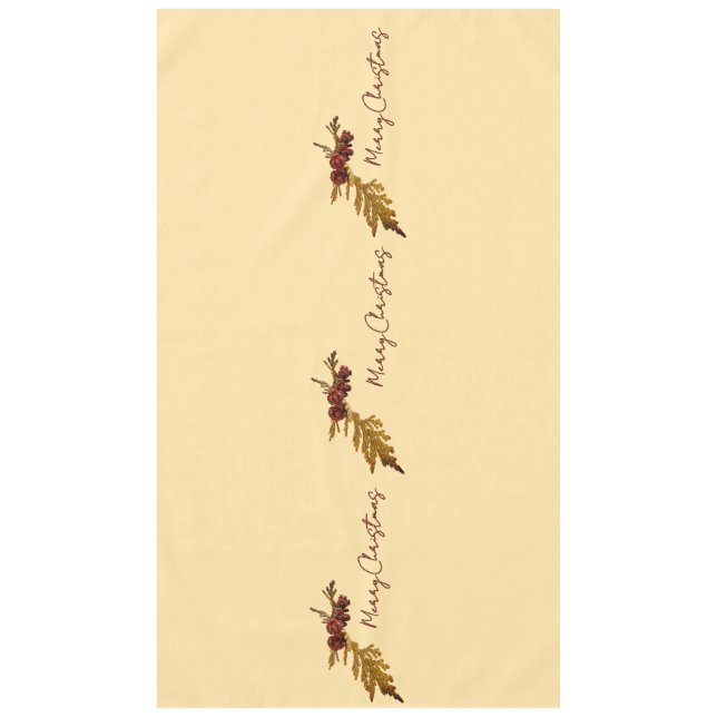 Butter Yellow Fern & Pine cone Merry Christmas Tischdecke (Vorderseite)