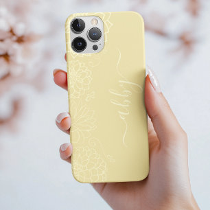 Butter Yellow Floral Script iPhone / iPad Gehäuse 16 Pro Hülle