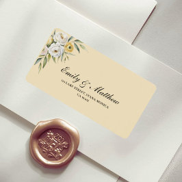 Butter Yellow Floral Wedding Return Address Label Adressaufkleber
