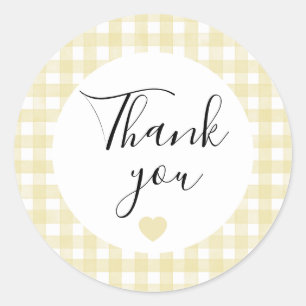 Butter Yellow Gingham Danke Favor Sticker