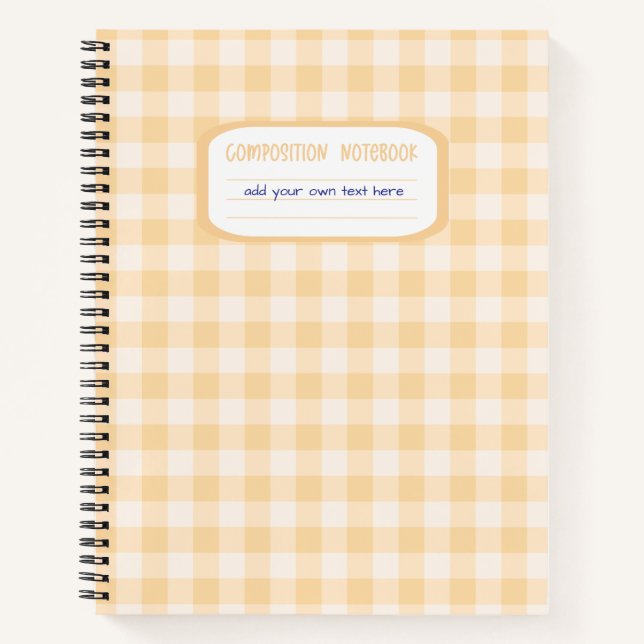 Butter Yellow Gingham Kariert Notizbuch (Vorderseite)