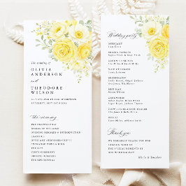 Butter Yellow Ivory Floral Wedding Ceremony Programm