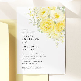 Butter Yellow Ivory Floral Wedding Einladung