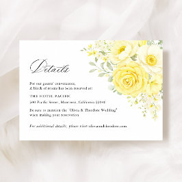 Butter Yellow Ivory Floral Wedding Hotel Details Begleitkarte