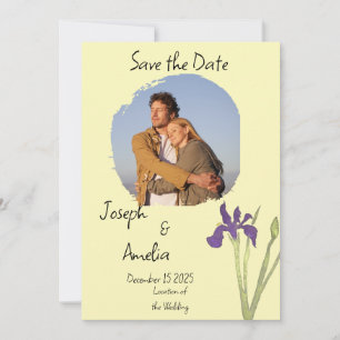 Butter Yellow Lila und Gold Foto-Hochzeit  Einladung