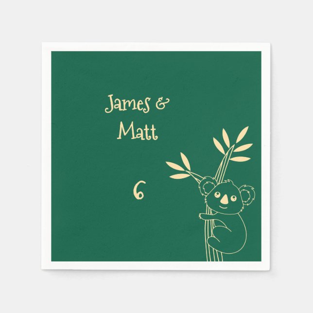 Butter Yellow & Red Australian Animals Birthday  Serviette (Vorderseite)