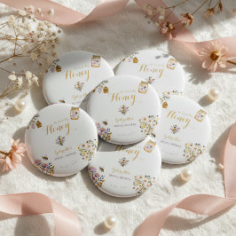 Butter Yellow She Found Her Honey Bee Bridal Party Button