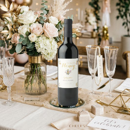 Butter Yellow She Found Her Honey Bee Bridal Party Weinetikett