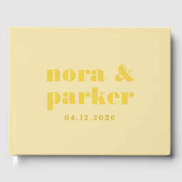 Butter Yellow Simple Monogram Wedding Gästebuch