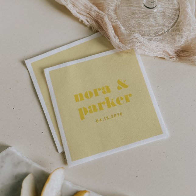 Butter Yellow Simple Monogram Wedding Serviette (Butter Yellow Simple Monogram Wedding Napkins)