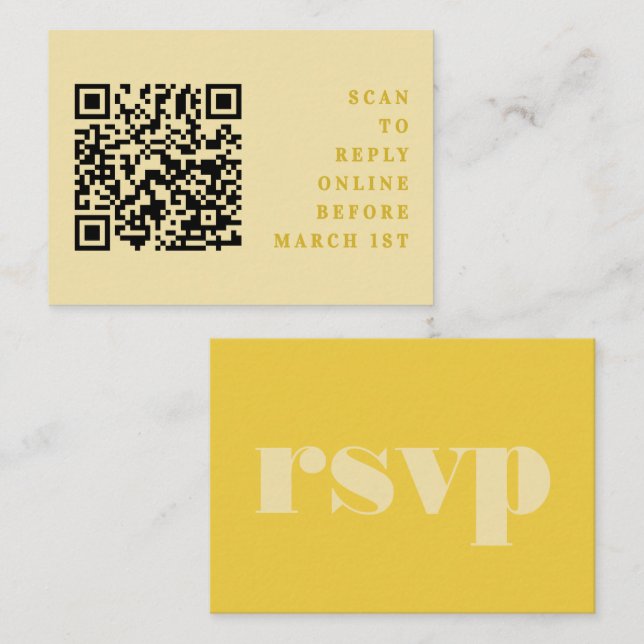 Butter Yellow Simple Wedding QR Code UAWG Begleitkarte (Vorne/Hinten)