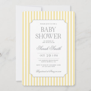 Butter Yellow Stripe Baby Shower Einladung