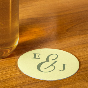 Butter Yellow und Sage Minimalistische Hochzeit Runder Pappuntersetzer
