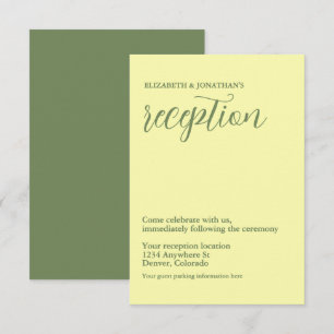 Butter Yellow und Sage Minimalistischer Empfang Begleitkarte