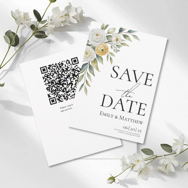 Butter Yellow Watercolor Floral Save The Date (Von Creator hochgeladen)