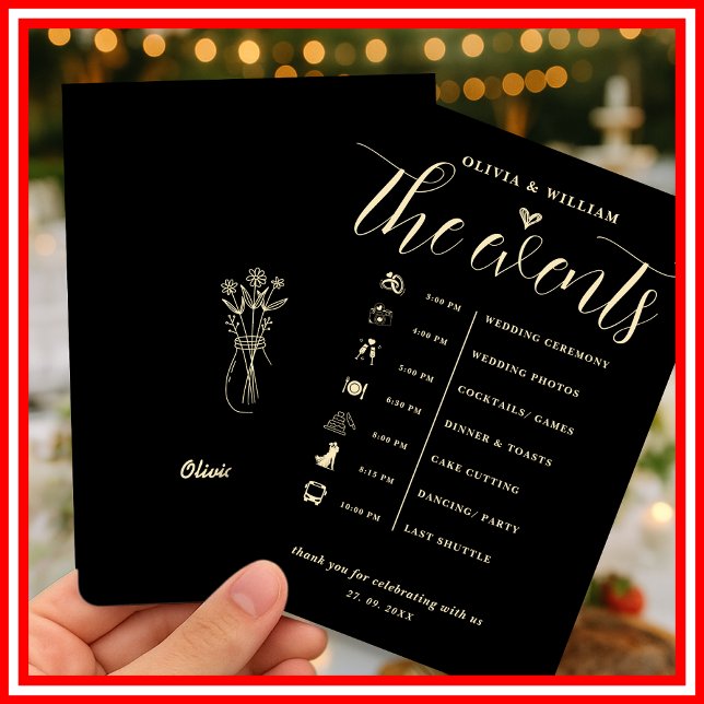 Butter Yellow Wedding Order of Events Program Einladung (Von Creator hochgeladen)