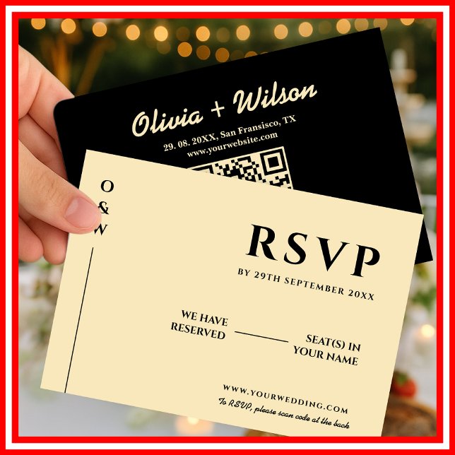 Butter Yellow Wedding QR Code UAWG RSVP Karte (Von Creator hochgeladen)
