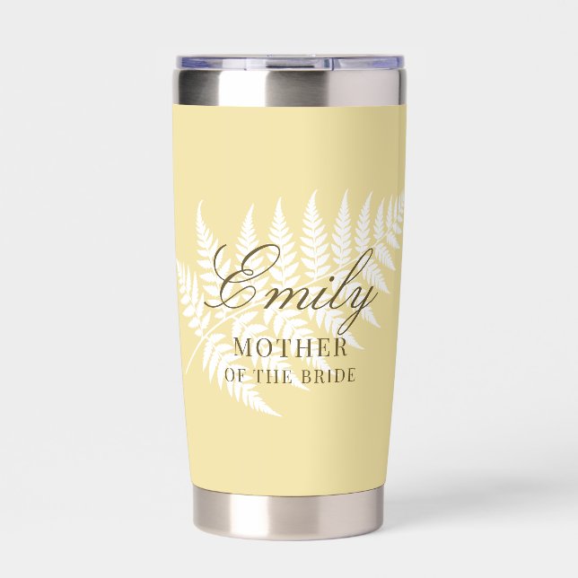 Butter Yellow White Fern Brautmutter Thermobecher (Vorderseite)