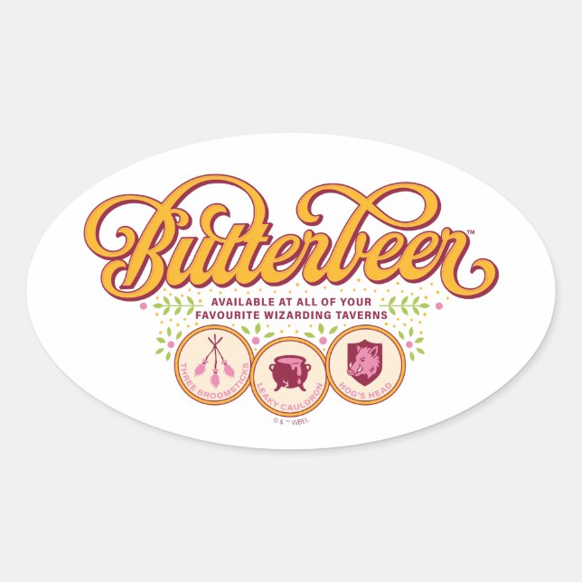 BUTTERBEER™ Available At Wizarding Taverns Ovaler Aufkleber (Vorderseite)