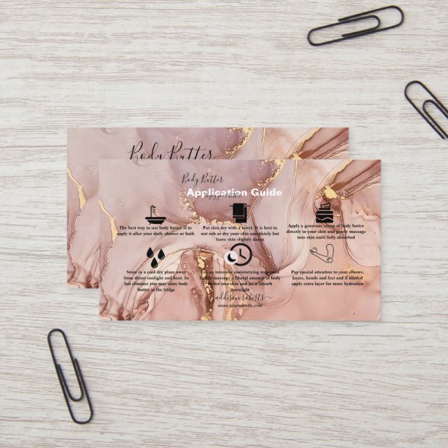 Butterblende Anwendung Rosa goldene Wasserfarbe, a Visitenkarte (Vorderseite/Rückseite Beispiel)