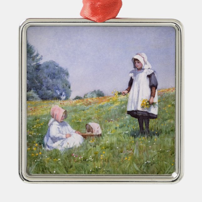 Butterblumeen und Gänseblümchen Silbernes Ornament (Vorne)