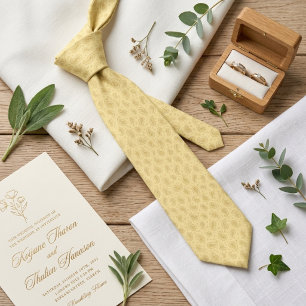 Buttercream-Mikro-Paisley-Hochzeits-Champagner  Krawatte