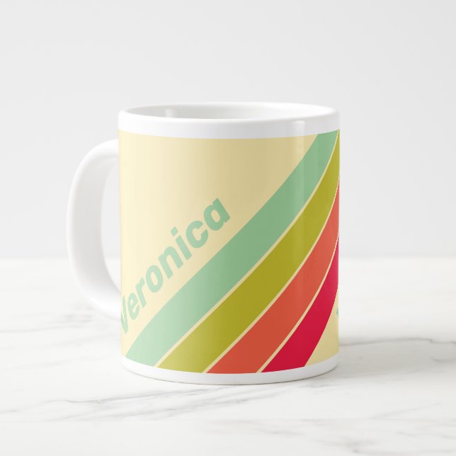 Buttercream Whisper Stripes with Name Jumbo-Tasse (Vorderseite Links)