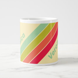 Buttercream Whisper Stripes with Name Jumbo-Tasse