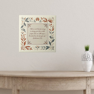 Buttercreme Bauernhaus Blumenrahmen Bibel Verse Poster