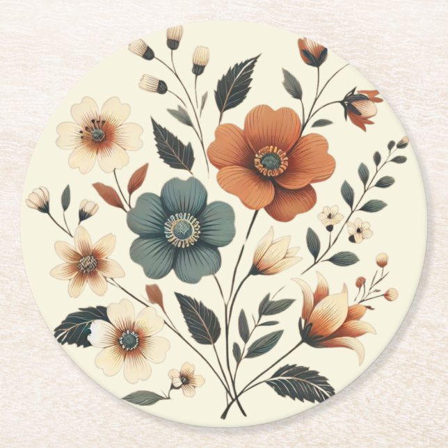 Buttercreme Floral Paper Untersetzer (Vorderseite)