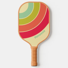 Buttercreme Flüsterkreis Streifen mit Namen Pickleball Schläger