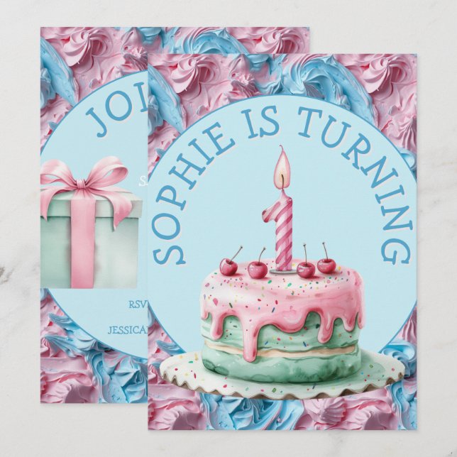 Buttercreme-Icing-Party Geburtstag Einladung (Vorne/Hinten)