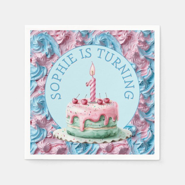 Buttercreme-Icing-Party Geburtstag Serviette (Vorderseite)