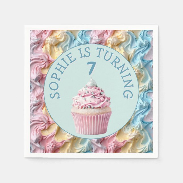 Buttercreme-Icing-Party Geburtstag Serviette (Vorderseite)