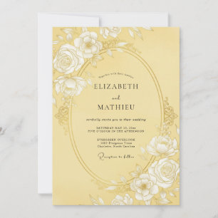 Buttercreme-Ornamente Vintage-Hochzeit Einladung