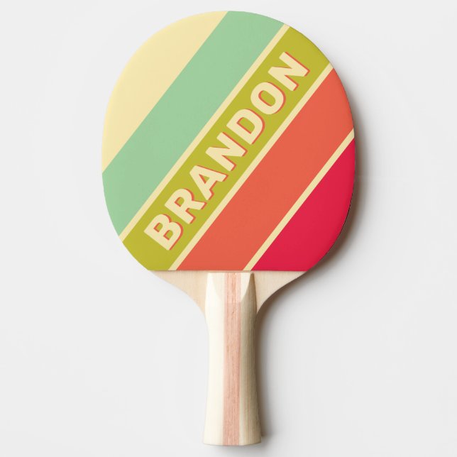 Buttercreme Whisper Fett Streifen mit Name Tischtennis Schläger (Vorderseite)