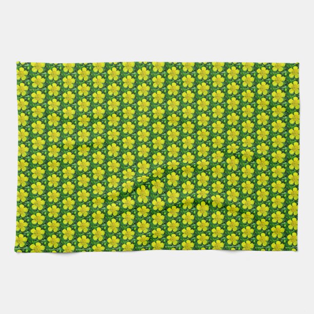 Buttercup Blume bewundern. Geschirrtuch (Horizontal)