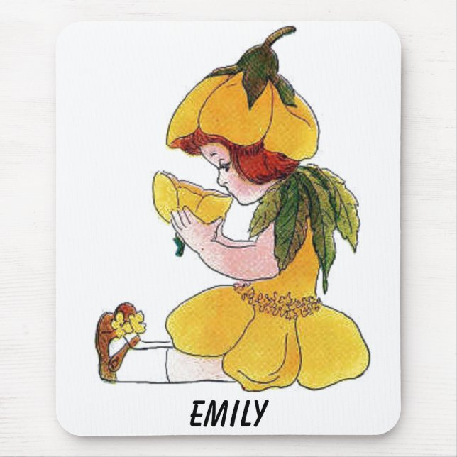 Buttercup Blume Kind Niedliches kleines Mädchen Mousepad (Vorne)