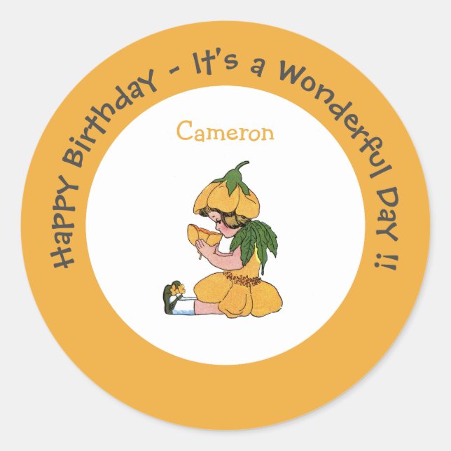 Buttercup Child Whimsical Blume Party Collection Runder Aufkleber (Vorderseite)