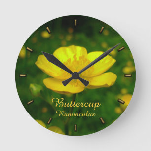 Buttercup Clock Custom Wild Flower Wall Clock Runde Wanduhr