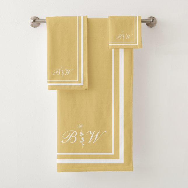 Buttercup Gelbe Border Script Girl Monogram Badhandtuch Set (Insitu)