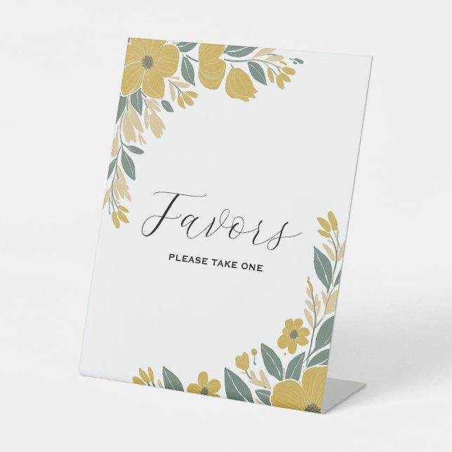 Buttercup Gelbe Hochzeitsempfehlung Favoriten Sockelschild (Vorderseite)