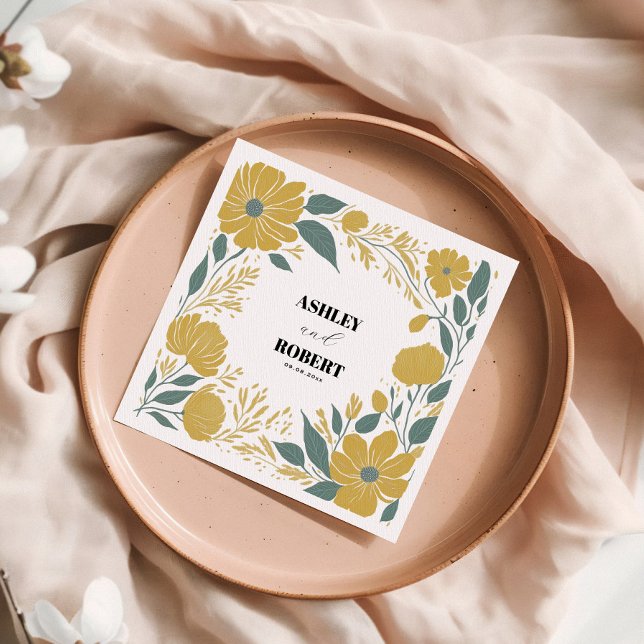 Buttercup Gelbe Moderne Blumenhochzeit Serviette (Von Creator hochgeladen)