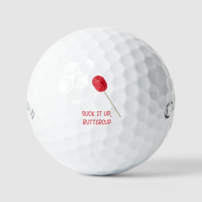 Buttercup mit Red Lollipop sind zum Kotzen Golfball (Vorderseite)