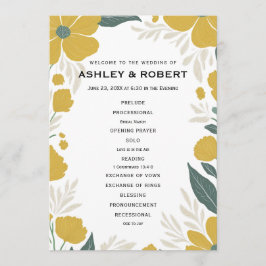 Buttercup Yellow Floral Moderne Hochzeitsfeier Programm