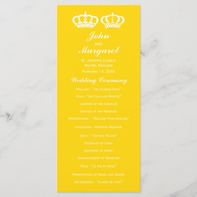 Buttercup Yellow Royal Couple Wedding Program Programm (Vorderseite)
