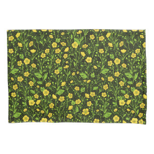 Buttercups auf schwarz kissenbezug