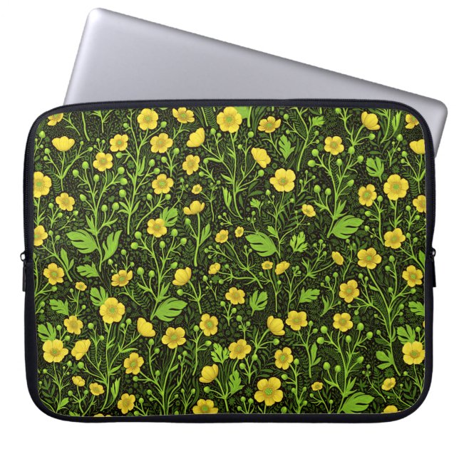 Buttercups auf schwarz laptopschutzhülle (Vorderseite)